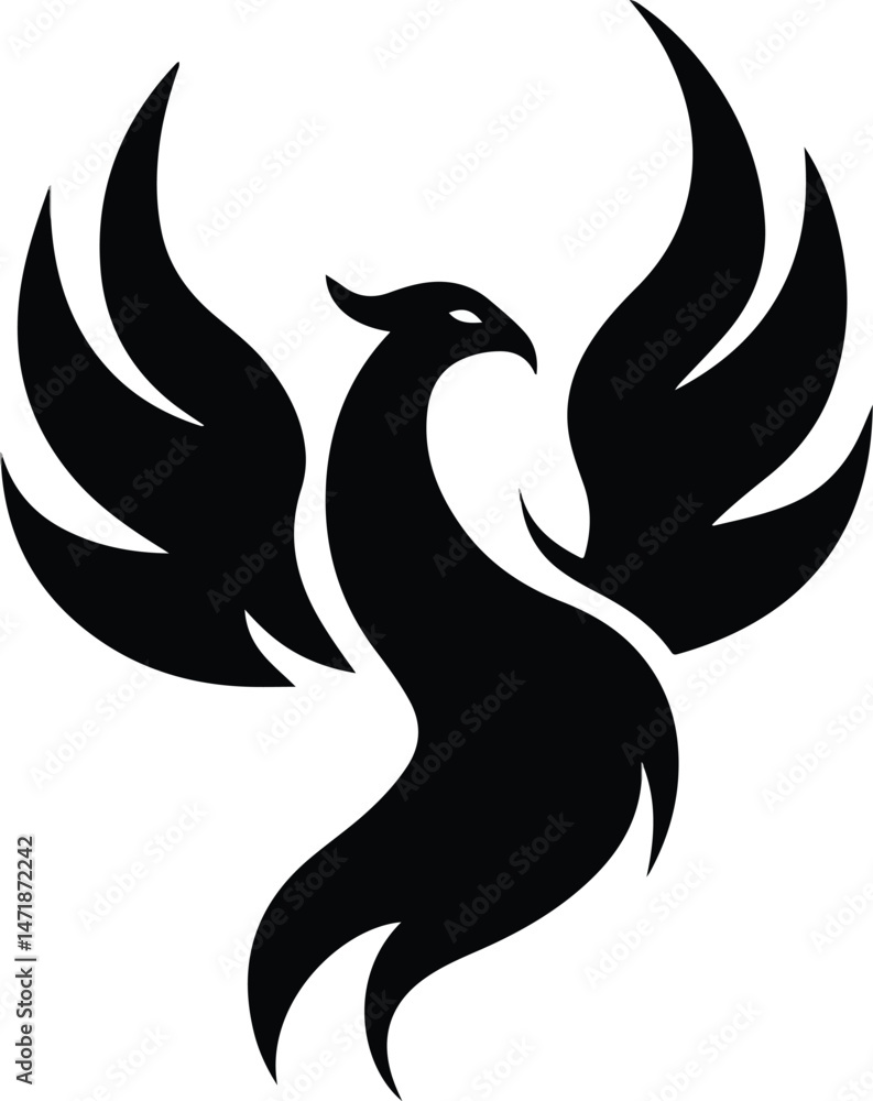 Fototapeta premium Phoenix in Tribal Tattoo Style – Bold Firebird Design