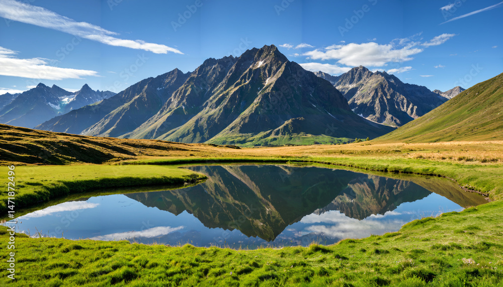 Fototapeta premium le paysage idyllique des montagnes et du lac.