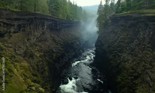 Scenic Forest Cliff Overlooking Flowing River