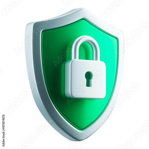 Secure Shield with Padlock Digital Security and Protection