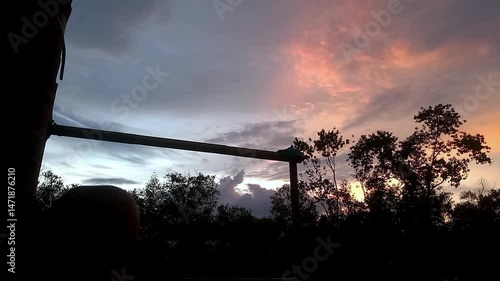 Footage of a Beautiful Village Sunset