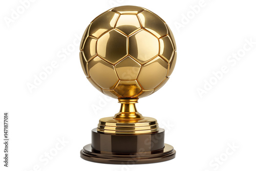 Golden soccer trophy isolated on black background champion winning concept image, soccer, football, trophy, award, gold, golden, champion, championship, winner, winning, success, sport, competition