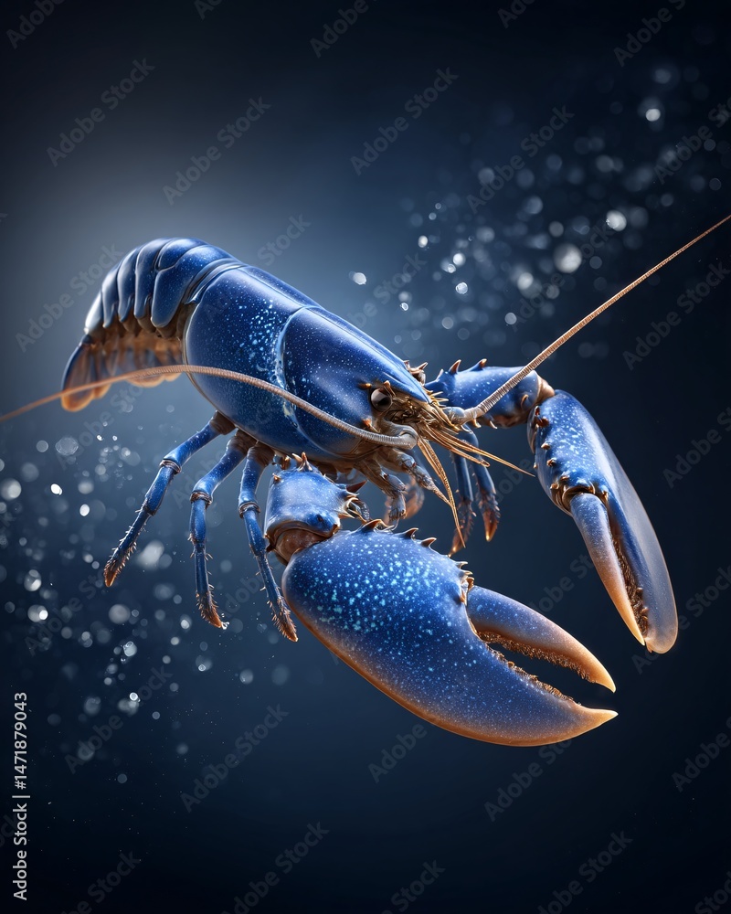 Close-up of a Blue Lobster Against a Dark Background