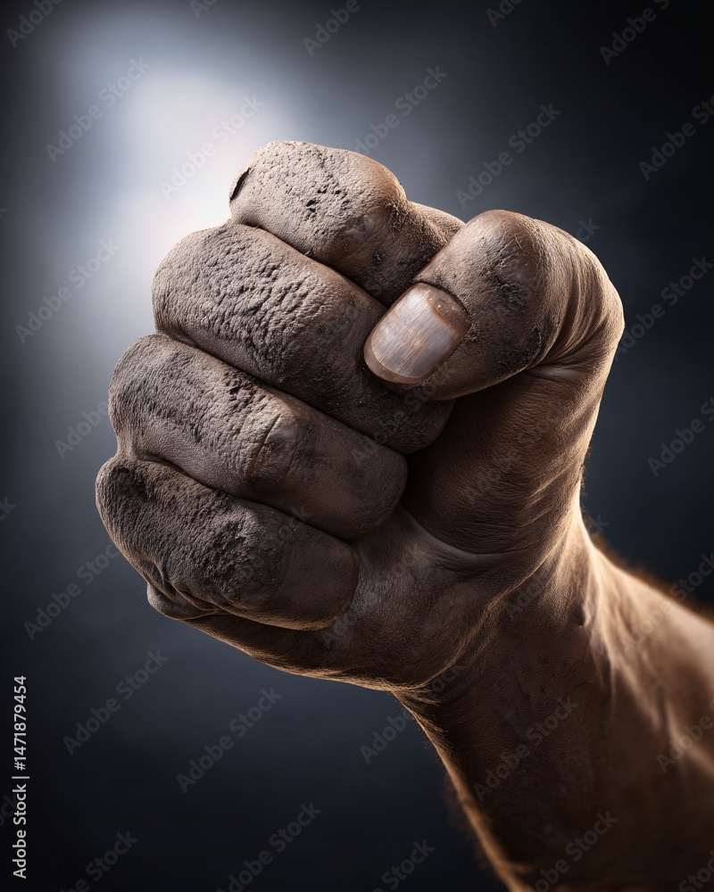 Powerful clenched fist symbolizing strength and determination