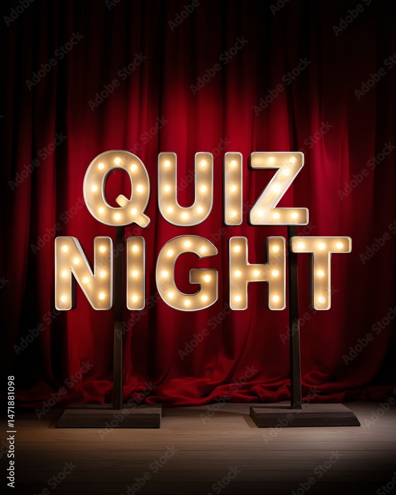 Quiz Night Signage with Marquee Lights