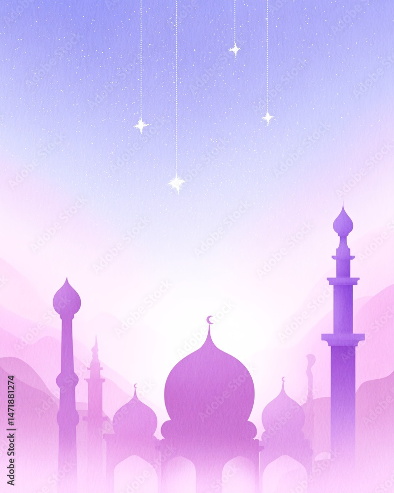 Silhouetted Mosque Against a Starry Twilight Sky