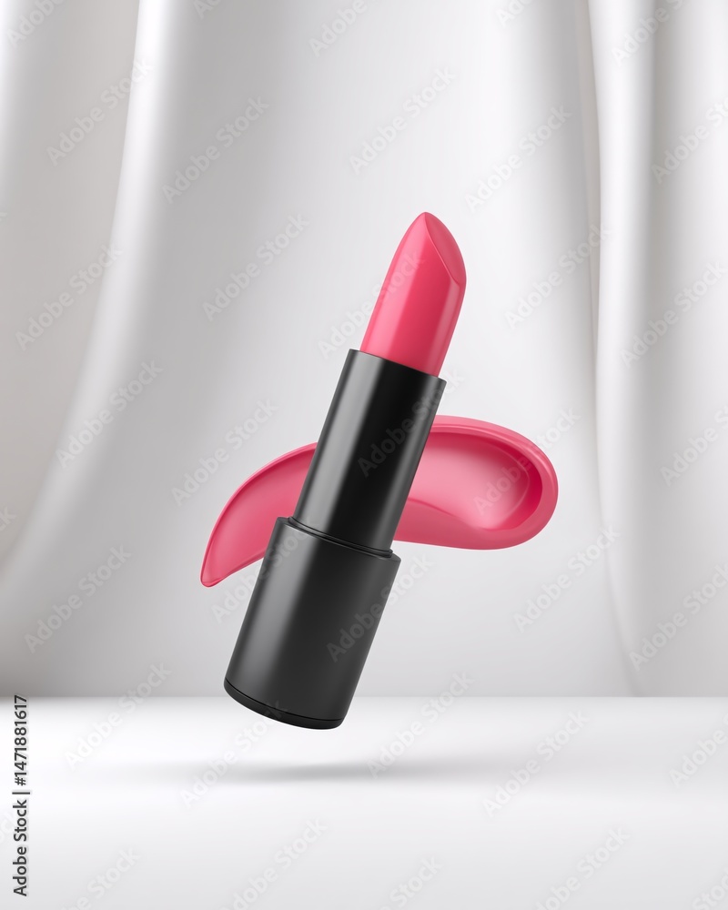 Vibrant Pink Lipstick with Glossy Case