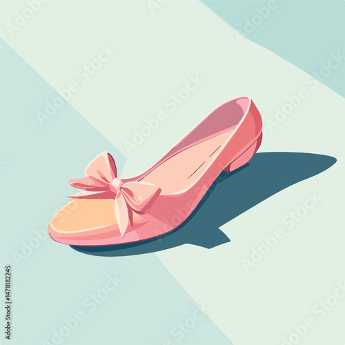 a ballet flats with bow detail on a pastel surface
