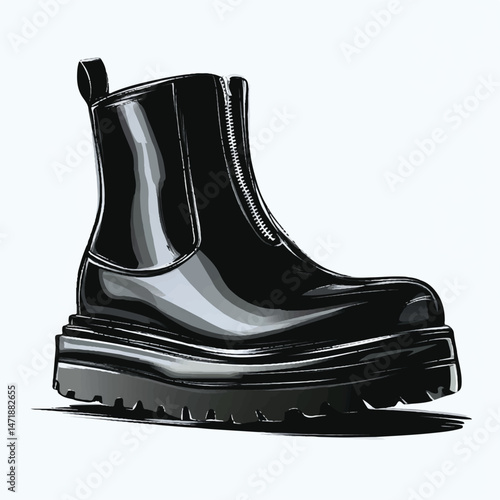 a ankle boots with zipper and thick