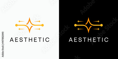 Aesthetic star connection vector logo design in star wave shape with luxury, clean and abstract style. Icon for business, cosmetics and beauty, spa and personal branding.