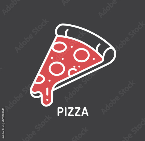 colorful Pizza line art decoration design illustration