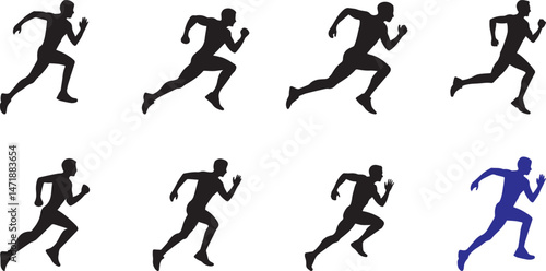 Dynamic Running Silhouettes of Athletes