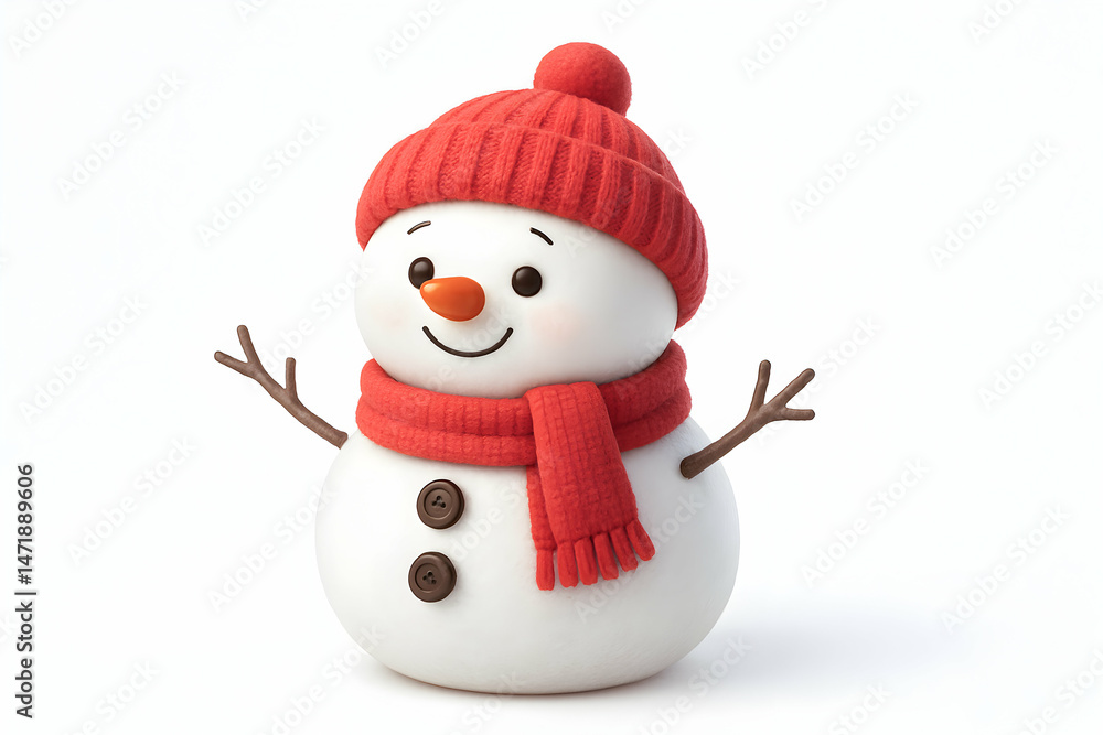 Cute snowman with a red hat and scarf. Cute snowman with a red hat and scarf.