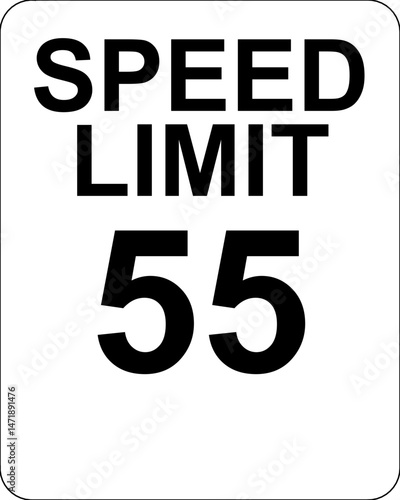 US Speed Limit 55 MPH Sign Vector – Authentic MUTCD Highway Road Sign, Overpass Bold Font, Isolated, White Background, Editable, Printable, Regulatory Traffic Sign, Commercial Use, Large Format, SVG, 