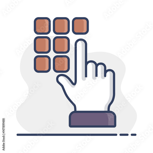 Hand finger entering pin code icon