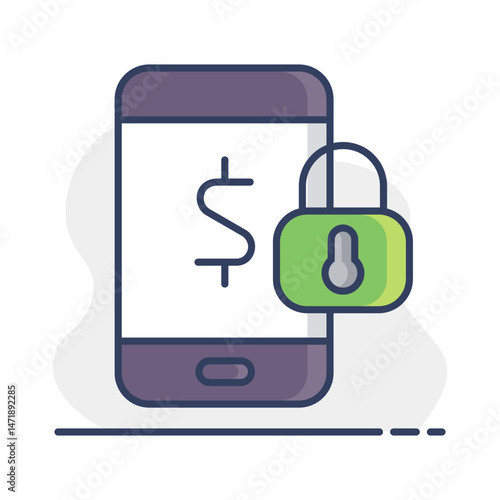 Mobile banking vector icon. Save funds symbol