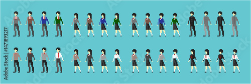 ドット絵 学生 人物セット