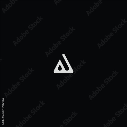Minimalist Letter A or V or VY Triangle Drop Logo with black background. 