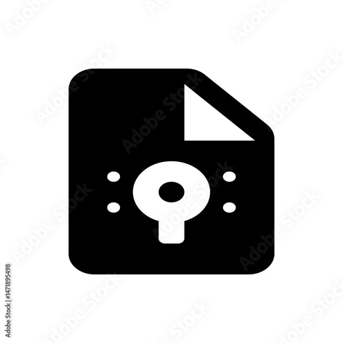 Black file icon with a folded corner and a white keyhole symbol centered on the file image shown here