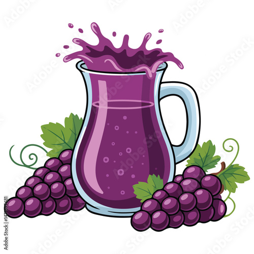 Grapes jar with fruit isolated vector illustration on white background
