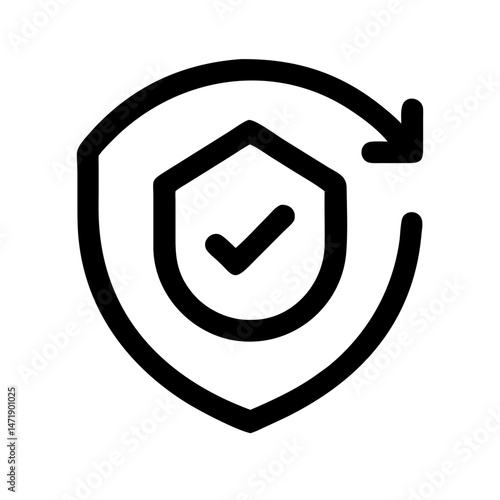  Black outline icon of a shield with a checkmark inside, symbolizing security and approval. Suitable for security blogs, website trust indicators, and quality assurance sites.