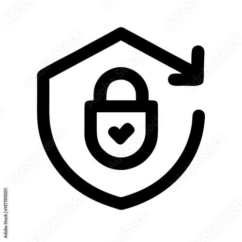 Black outline icon of a padlock with a checkmark inside a shield with a looping arrow, representing enhanced security. Suitable for cybersecurity and data protection blogs.