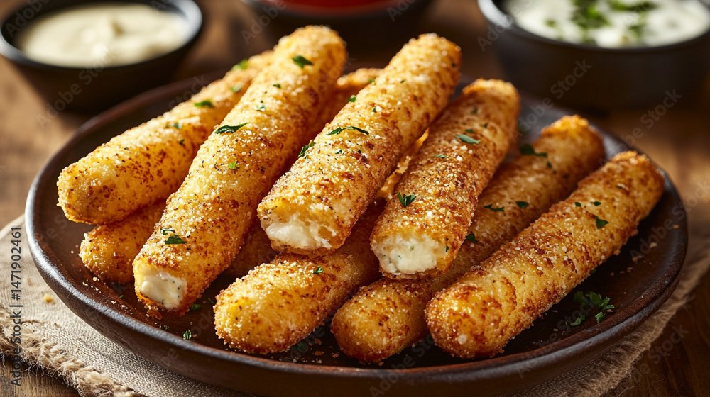 Crispy Fried Cheese Sticks Appetizer Food Plate Crispy Fried Cheese Sticks Appetizer Food Plate