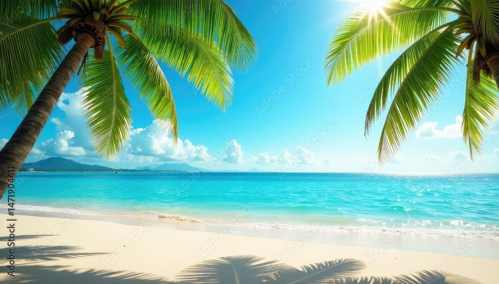 Fototapeta premium A celebratory tropical beach scene, perfect for vacation promotions , turquoise, winning