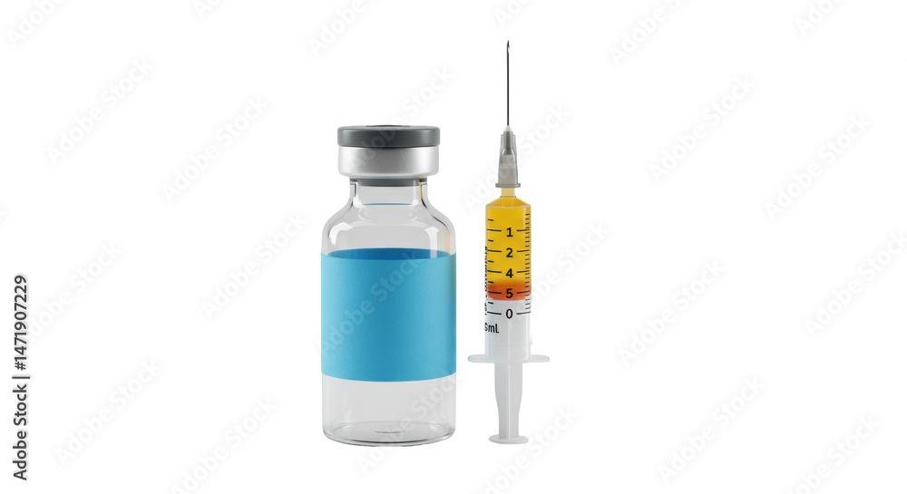 Isolated Vaccine Vial and Syringe Isolated Vaccine Vial and Syringe