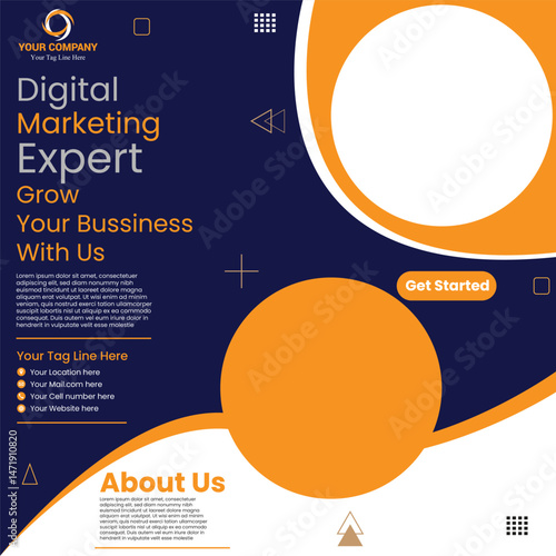 digital marketing agency expert grow your business with us social media poster design vector templates