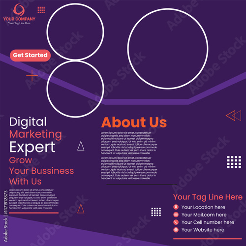 digital marketing agency expert grow your business with us social media poster design vector templates