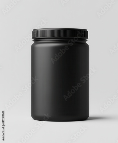 A matte black cylindrical jar with a simple lid