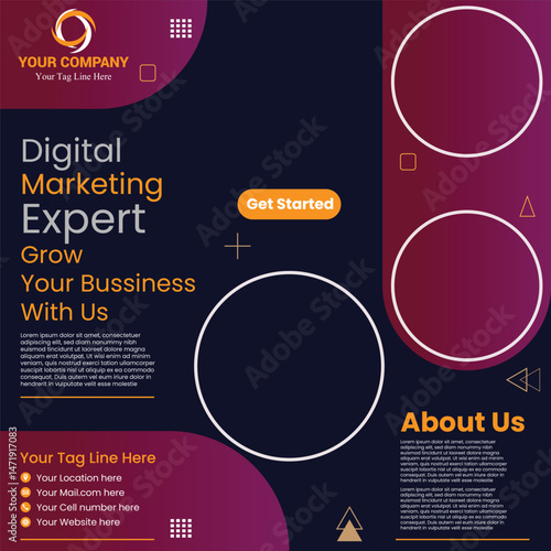 digital marketing agency expert grow your business with us social media poster design vector templates