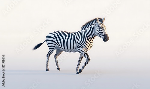 A single zebra with black and white stripes walking calmly