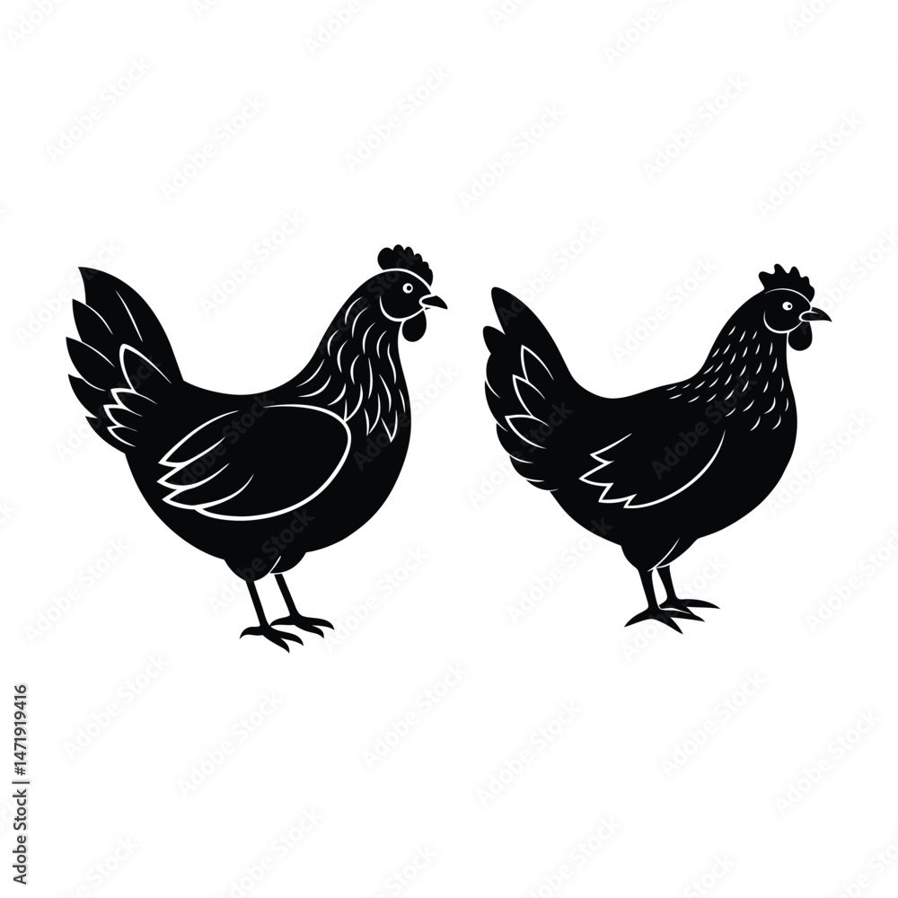 Hen silhouette vector illustration Hen silhouette vector illustration