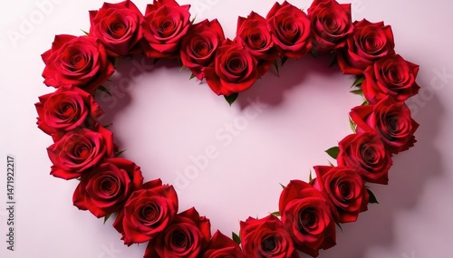 Close-up of a heart-shaped arrangement of vibrant red roses , tenderness, delightful, exquisite