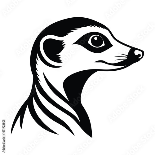 Meerkat head silhouette vector illustration 