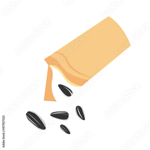 vector of sunflower seed snacks poured from their packaging