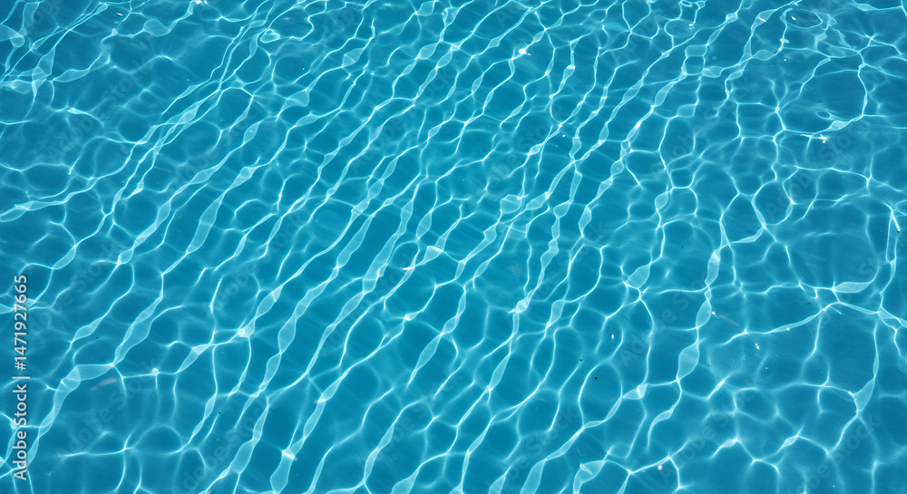 Obraz premium Serene Blue Water: Captivating Pool Ripples, Sunlight Reflections, & Summertime Vibes - Dive into Aqua Bliss!