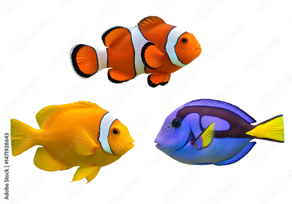 Fototapeta premium set of fish collection isolated on transparent background
