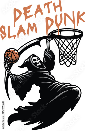 Death Slam Dunk Grim Reaper Vector T-Shirt Design