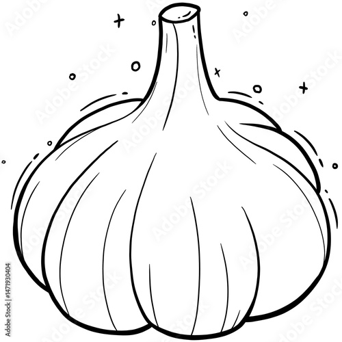 Aromatic Garlic Bulb on Transparent Background