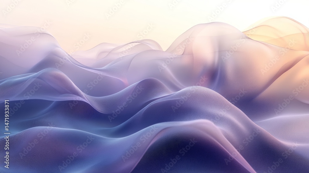 Obraz premium A serene, abstract digital landscape of flowing, soft hues.