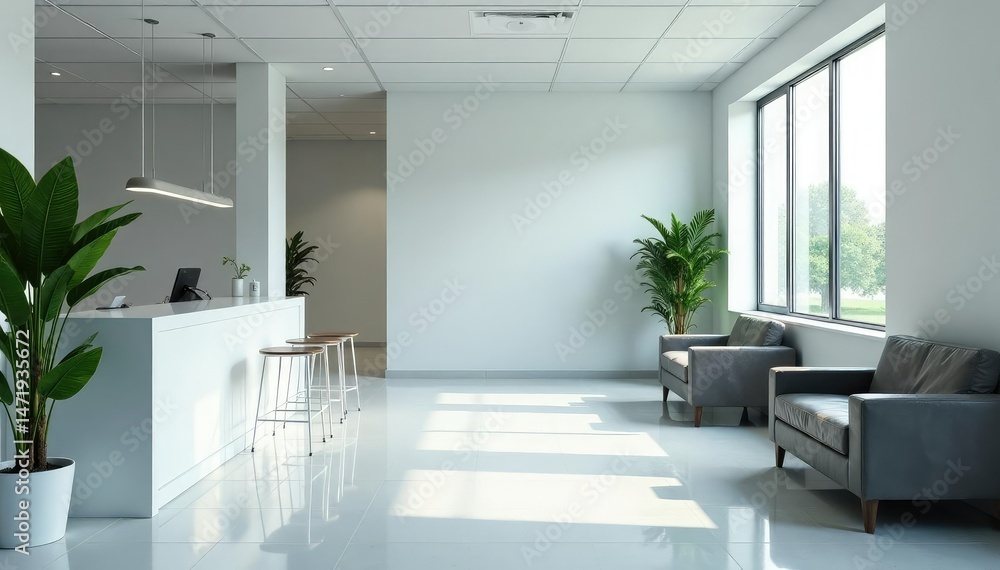 Fototapeta premium A clean and modern GP doctor's office waiting area , appointment, healthcare
