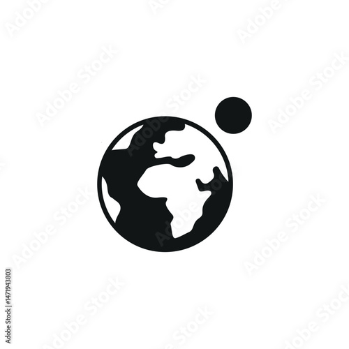 Earth and Moon icon. Simple Earth and Moon icon for social media, app and web design. Vector illustration.