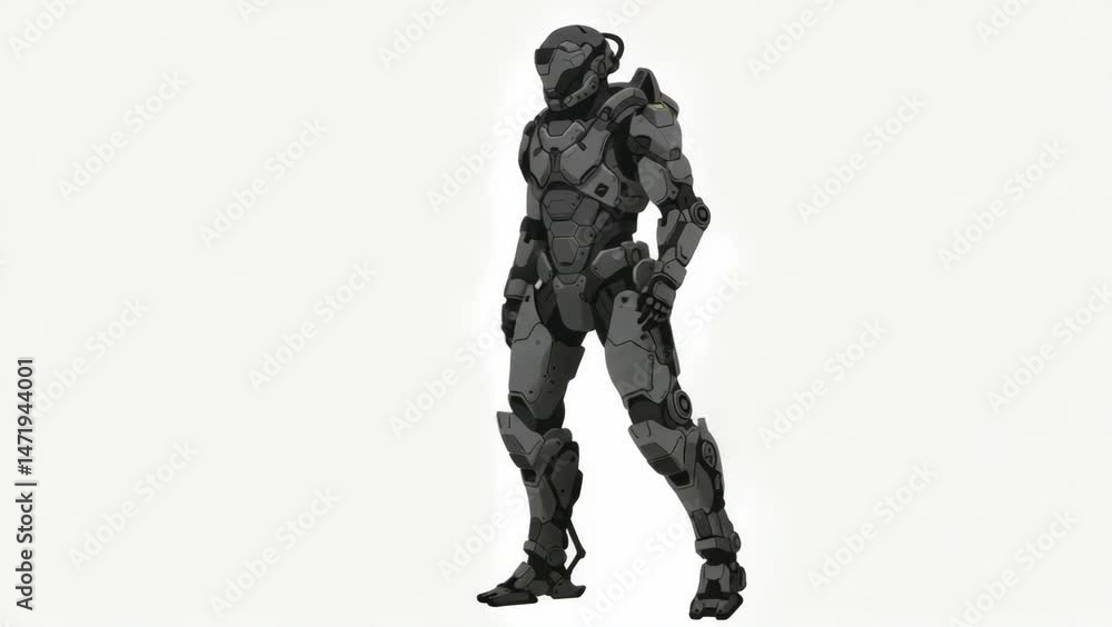 Black Robotic Exosuit Soldier in Futuristic Armor Black Robotic Exosuit Soldier in Futuristic Armor