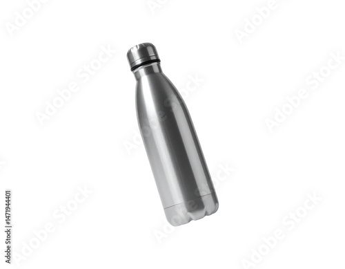 Reusable stainless steel water bottle, PNG