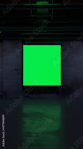 Vertical animation of a billboard mockup with green screen
