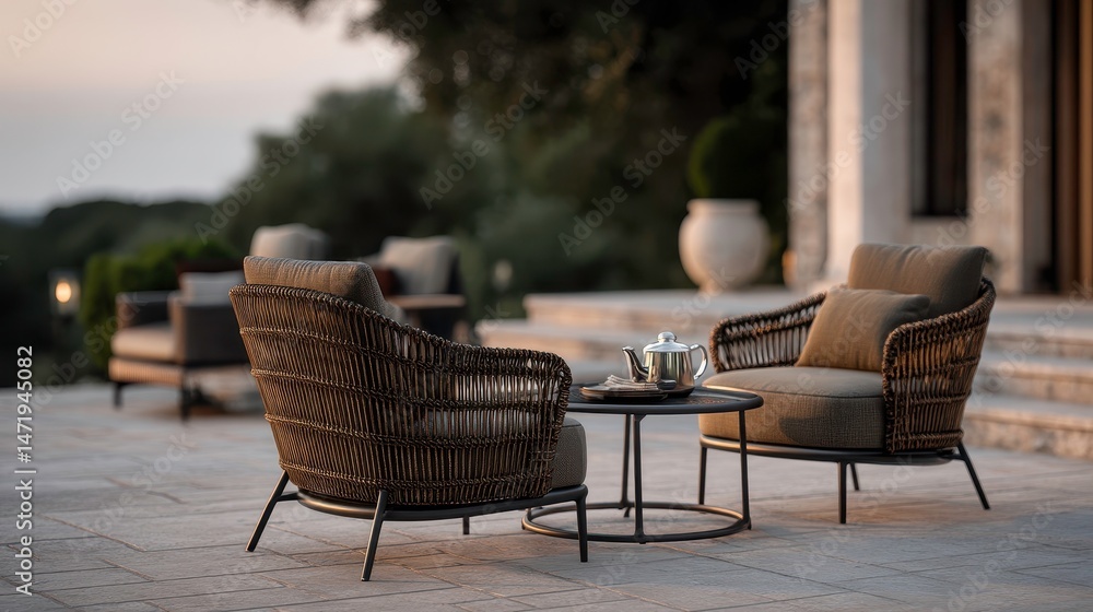 Obraz premium Outdoor Living Furniture: Luxury Patio, Garden, Relaxation, Modern Design