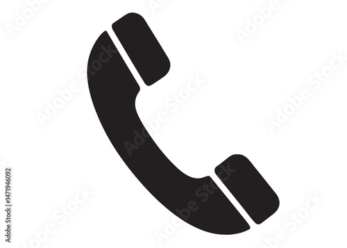 Call icon logo silhouette vector, Telephone logo icon silhouette, telephone handset black and white vector icon, Phone icon logo vector silhouette isolated on white background 